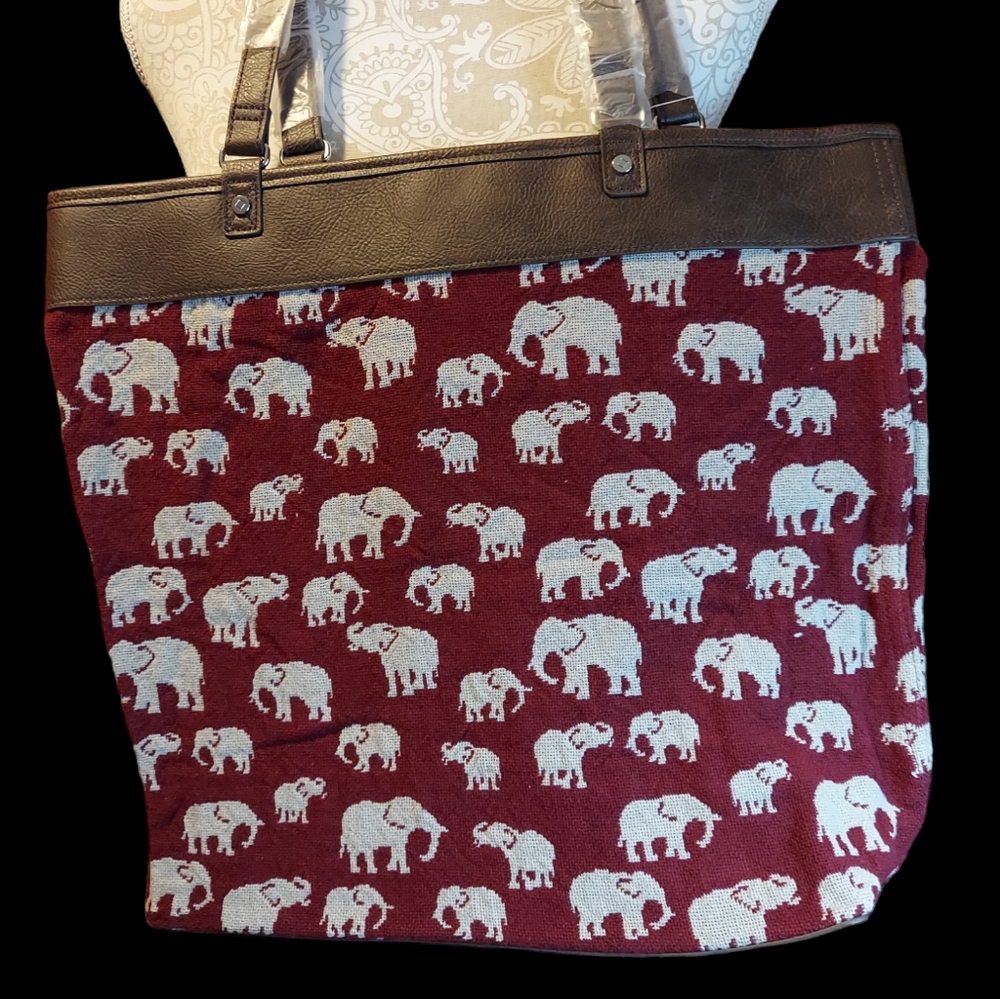 Thirty-One Safari Weave Elephant Reversible Tote NWT - Picture 2 of 7